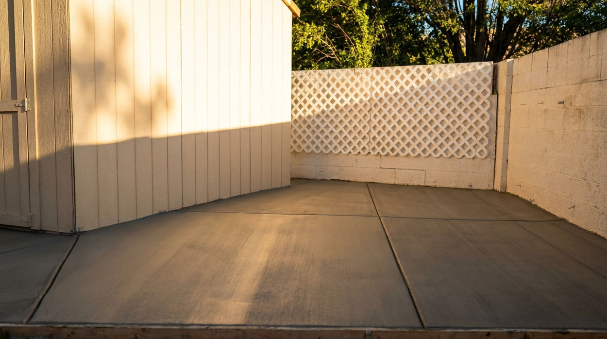 Broom finish concrete patio installation in Rio Rancho, NM