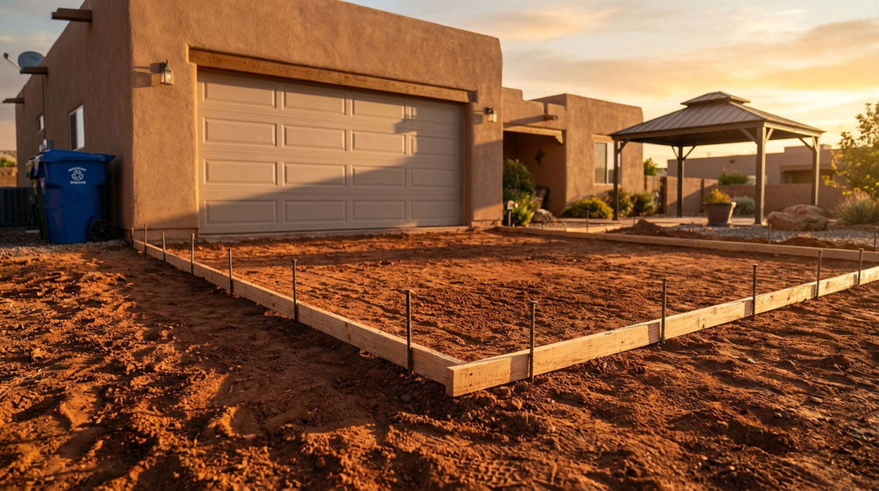 Concrete driveway forms and preparation before pour