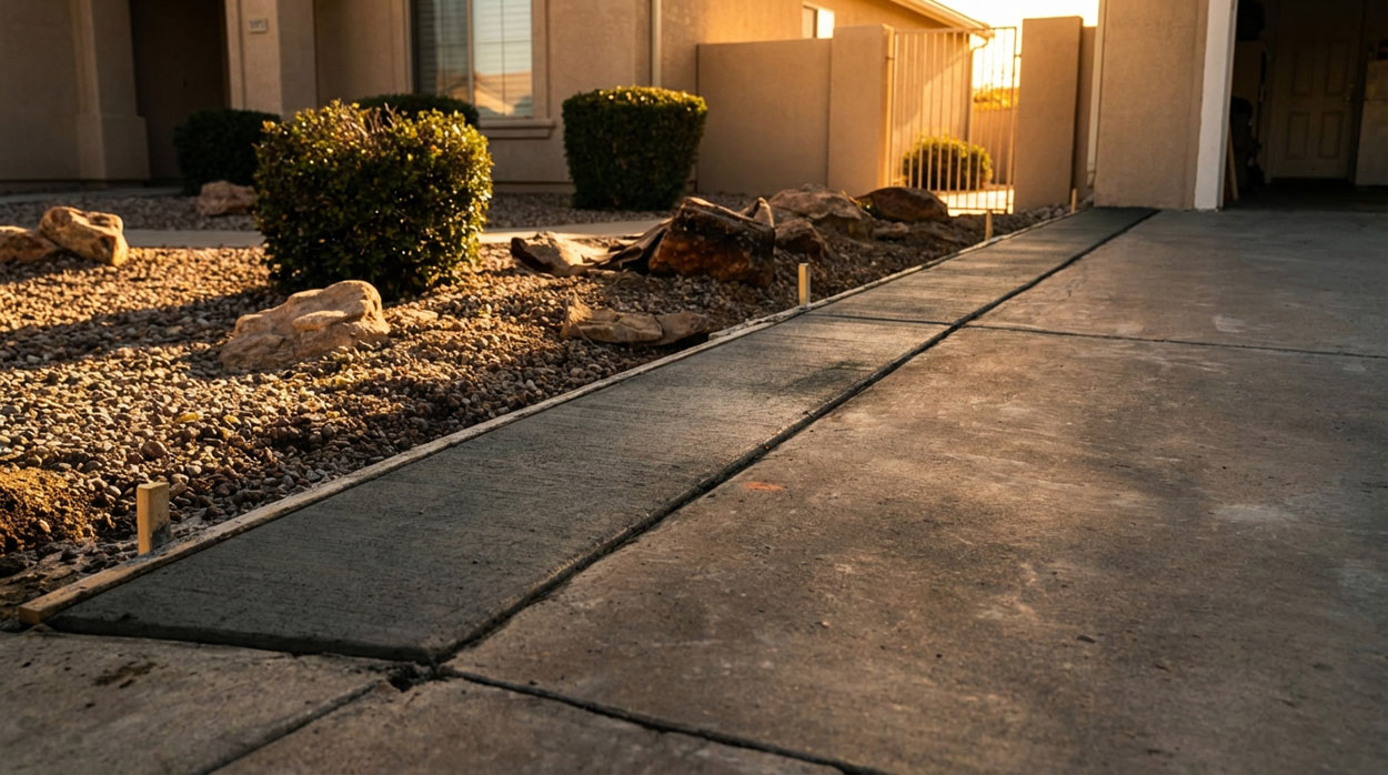 Concrete driveway widening and extension project