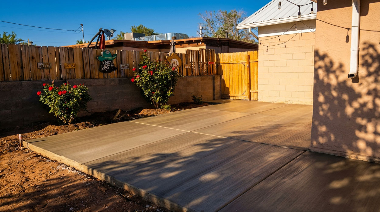 New backyard concrete patio slab in Rio Rancho