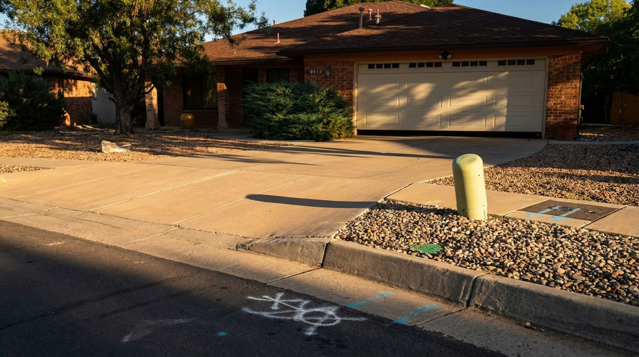 Residential concrete driveway with curb apron in Albuquerque